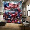 ~O~Vintage Patriotic Shower Curtain - American Flag & Roses, 72x72", 12 Hooks, Fade-Resistant, Machine Washable, High-Def Print