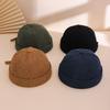 Japanese-style Artistic Retro Solid-color Corduroy Landlord Hat, Simple Hip-hop Street Melon Rind Hat for Autumn and Winter