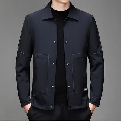 Lässige langärmelige Hemdjacke für Herren im Frühling und Herbst, neue trendige koreanische Stil, schlichtes Revers, dünne Jacke