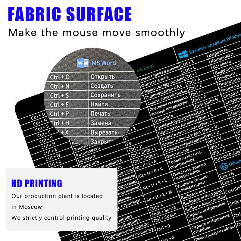 Russian Keyboard Shortcut Reference Mouse Pad With Non Slip Rubber Base Clear Office Shortcuts Print For Home Office Workers