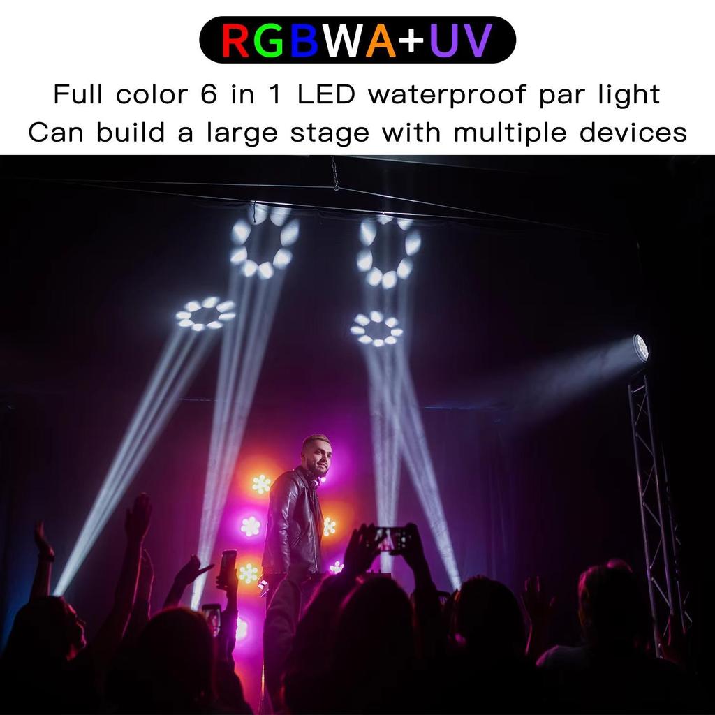 Waterproof 7x18W RGBWA UV 6 in 1 LED Par Light IP65 Outdoor Stage Light DMX Controlled Stage Lighting DJ atmosphere Disco Light