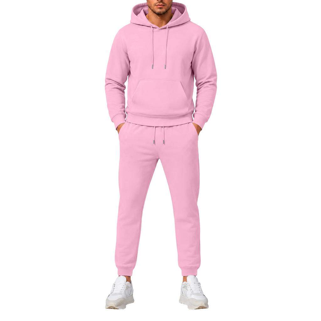 Men's Hooded Sweatshirt and Sweatpants Set Versatile Casual Athletic Outfit