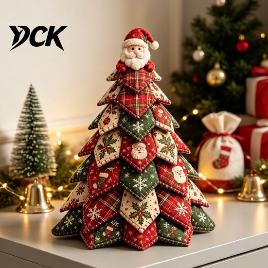 Kit Artigianale Albero di Natale da Tavolo Kit Trapuntato Fai da Te, Set Patchwork di Tessuto 3D per Progetti di Cucito Principianti Principianti, Decorazione Festiva Fatta a Mano con