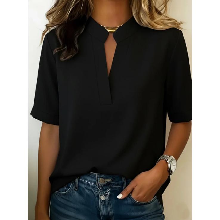 2026 Zomer Nieuw Effen Kleur Casual Pullover Korte Mouw Dames Losse Grote Maat Top