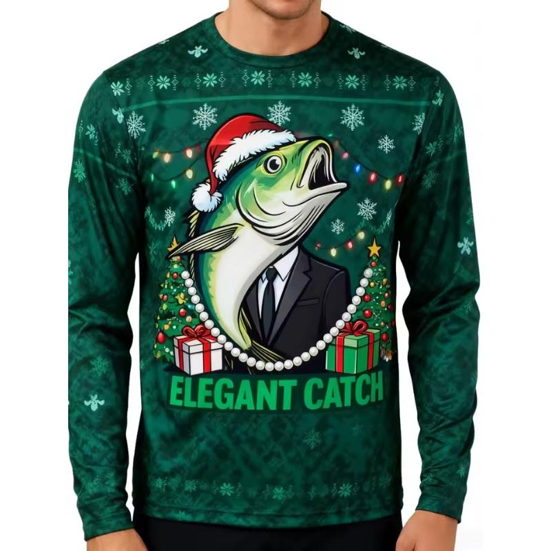 

Рыбацкая рубашка Мужская футболка Винтажная Осенняя Футболка с длинным рукавом Рождественская Повседневная Оверсайз Топ Праздничная Мода Мужская Одежда Футболка Y2k 5XL