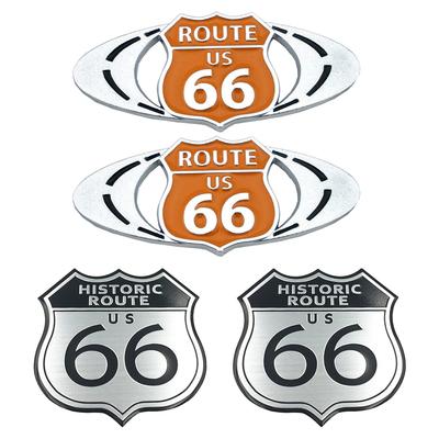 HAMILO Route 66 Emblem Sticker Exterior Parts Car American Casual Taste Alloy Set of 4