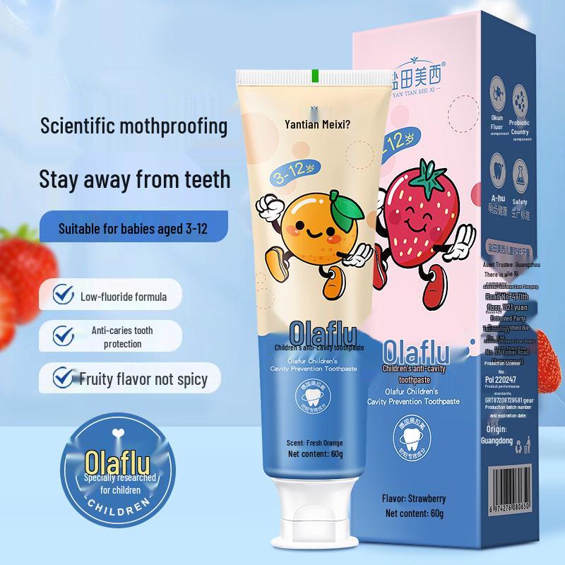 Fluoride Toothpaste for Children (3-12 Years) - Anti-Cavity, Gum Protection, Special for Teething, Safe If Swallowed