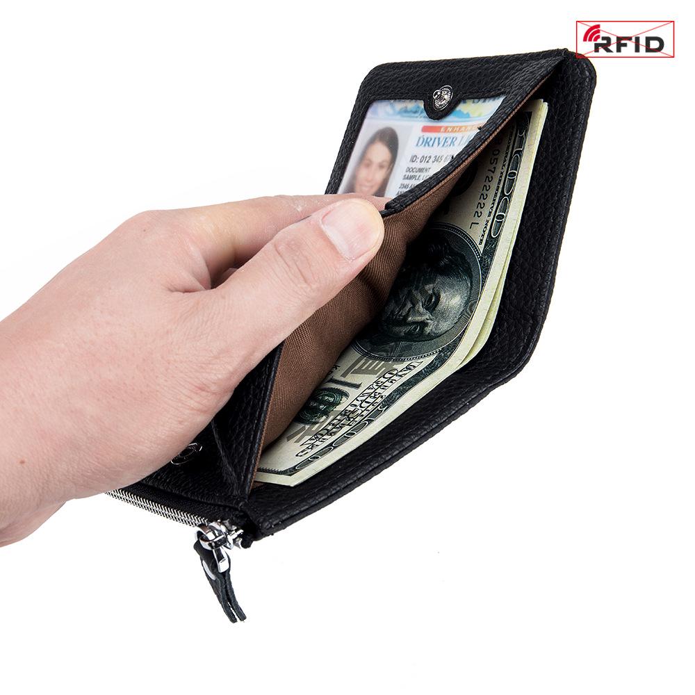 Damen Ultra-dünnes RFID Leder Portemonnaie mit Reißverschluss Münzfach und Kartenhalter