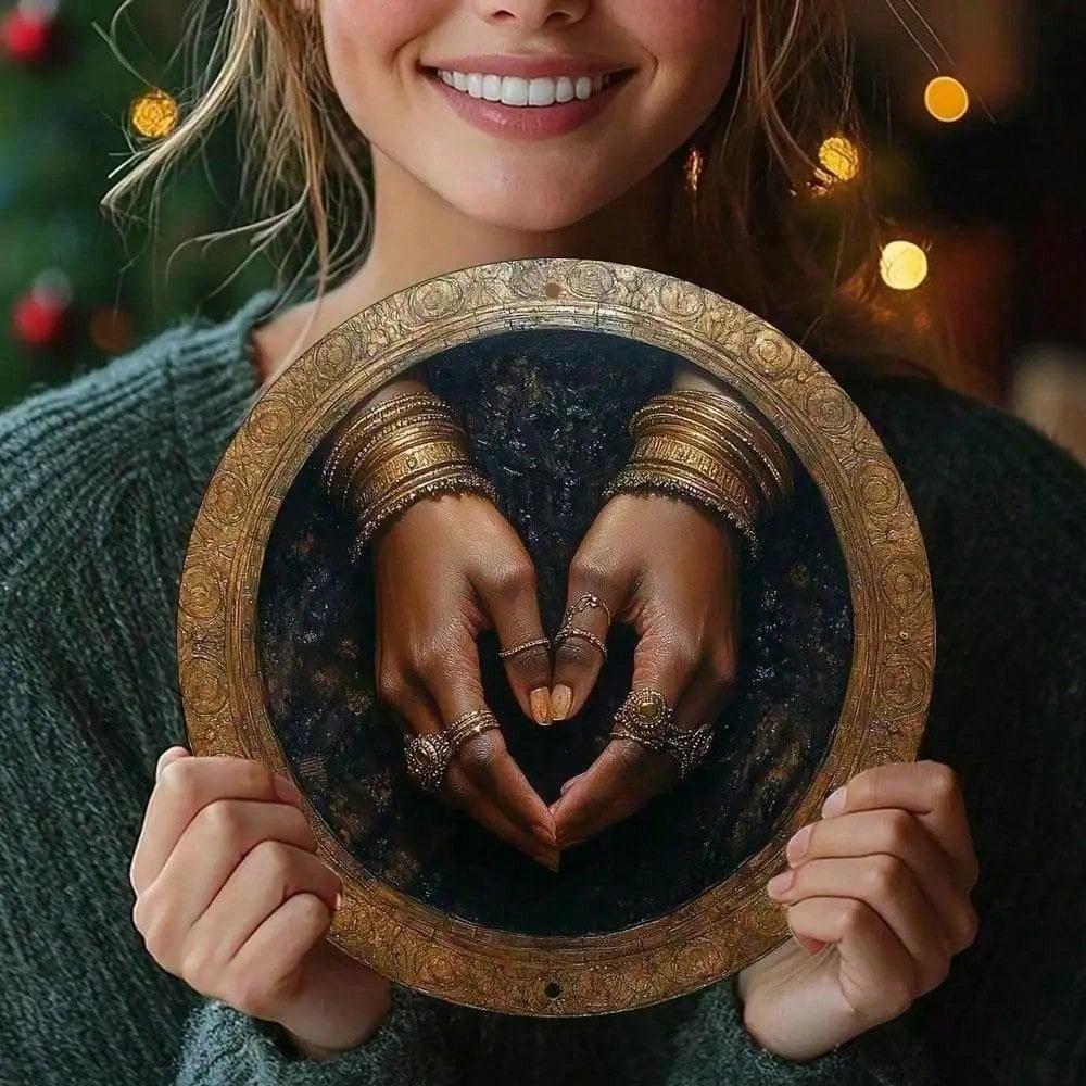 

Vintage Aluminum Round Wreath Wall Art Farmhouse Metal Plaque Home Decor разноцветный