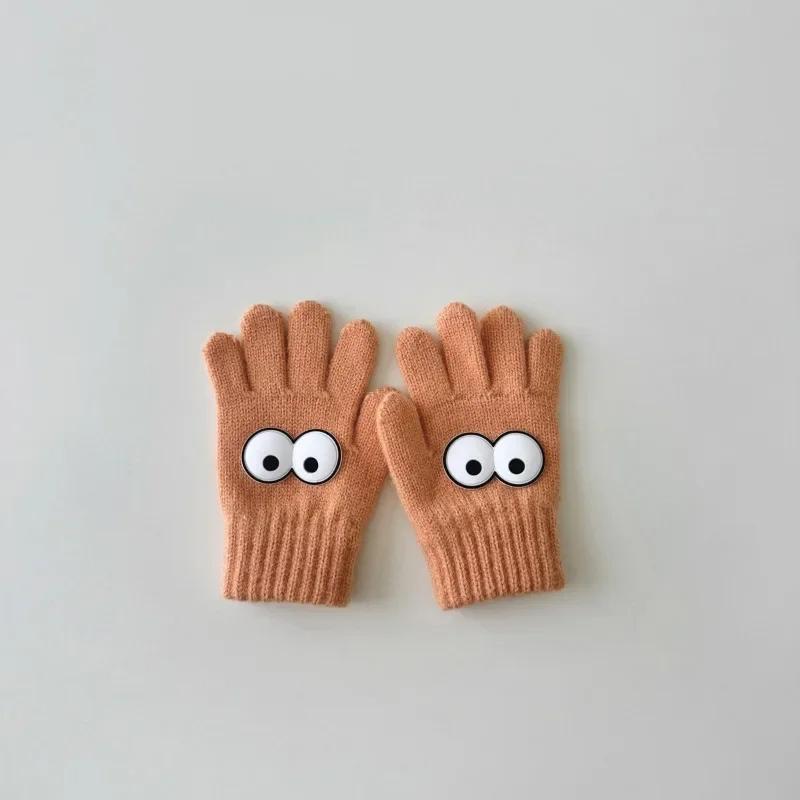 3-7Y Autumn Winter Children's Funny Gloves Autumn Winter Boys and Girls' Fingered Warm Knitted Woolen Five Finger Baby Gloves