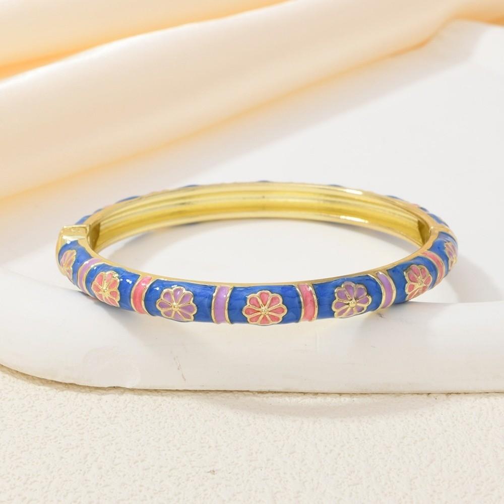 Small Petal Chinese Flower Bangle Enamel Floral Women's Hand Bracelet Jewelry Gifts