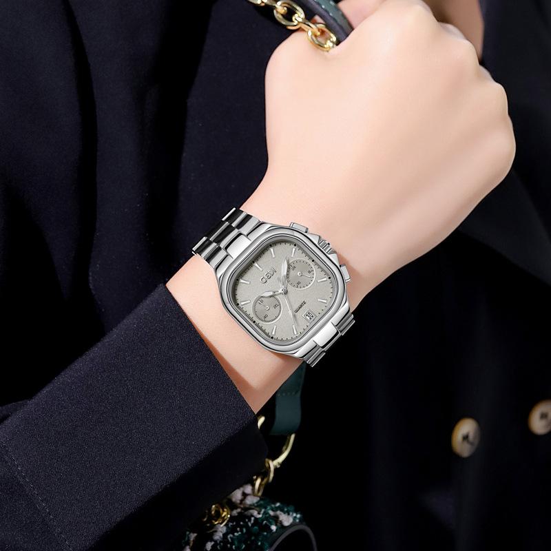 Five-Pin High-End Women'S Watch Niche Square Disc Calendar High-Value Steel Belt Watch Watch