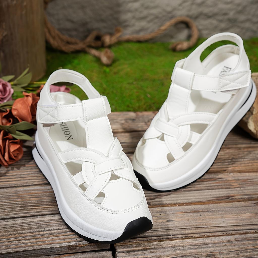 Fashion Women Platform Shoes Summer Casual Sandals Buckle Strap Rome Solid Hollow Wedges Plus Size Slippers Zapatos Para Mujer