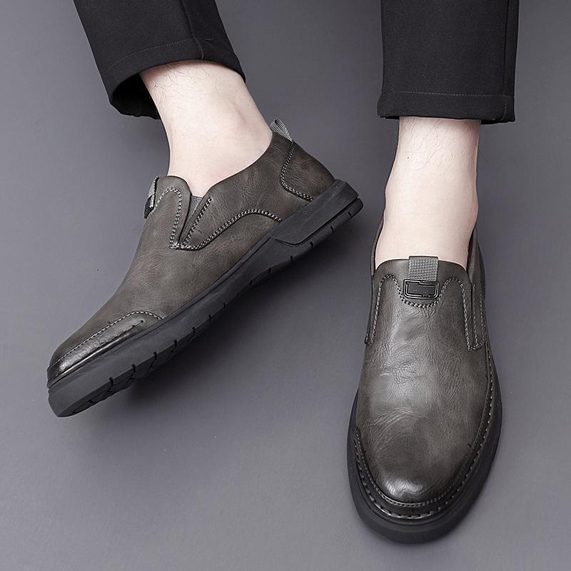 Fashion 2025 Spring Autumn New Handmade Sole Men's Oxford Shoes Retro Gray Men's Leather Casual Shoes Versatile Comfortable Loafers