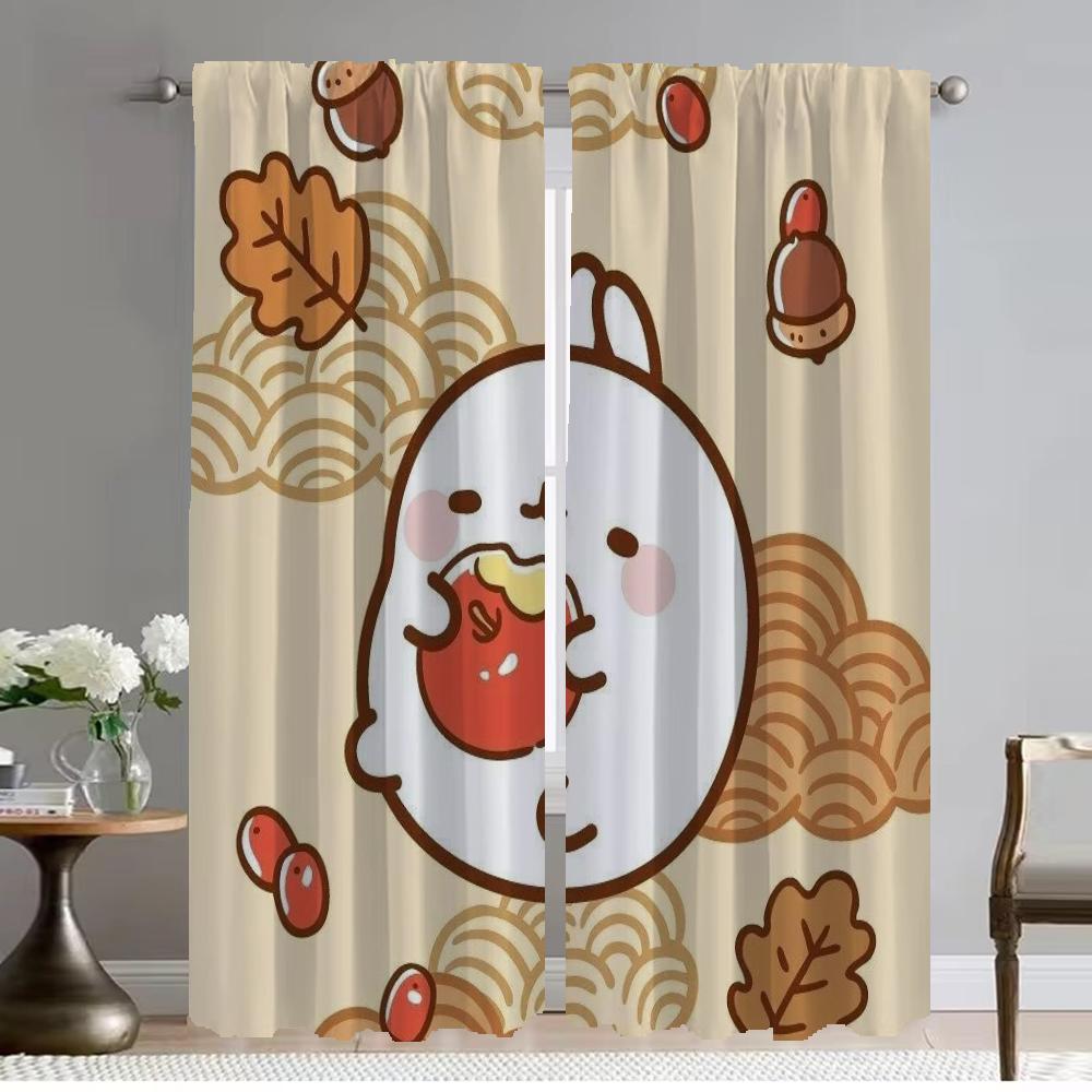 Modern Living Room Curtains 2 Pieces Molang Curtains for Bedroom Window Curtain Halloween Decoration Shades Partition Kitchen