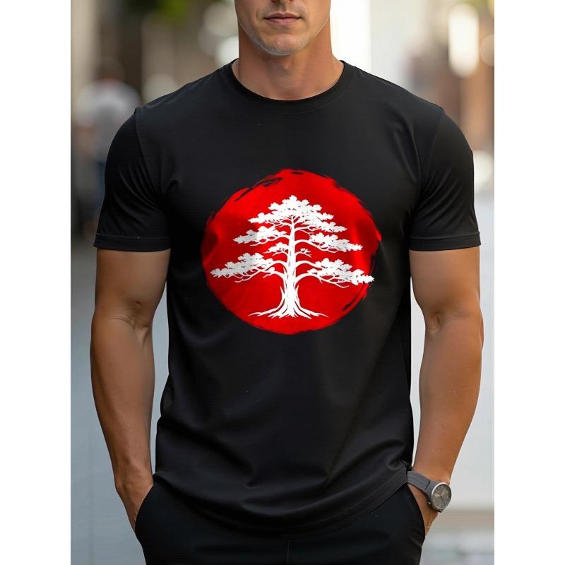 Men's Printed Short-sleeve T-shirt, Breathable Summer Half-sleeve Top,Stylish and Casual, Machine-washable ,Comfortable Fit
