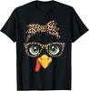 Leopard Print Thanksgiving Turkey Face Glasses Unisex T-Shirt
