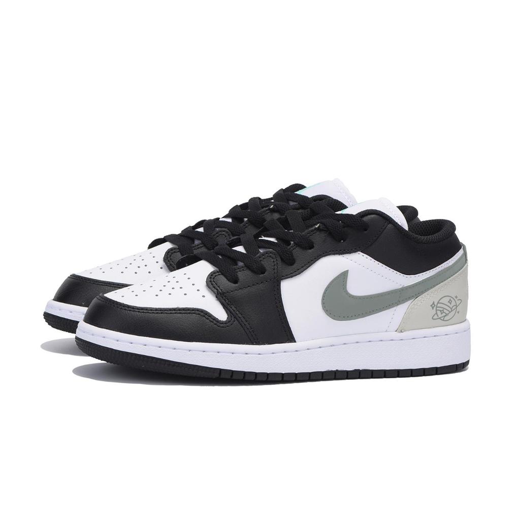 Jordan Air Jordan 1 Slip Resistant Abrasion Resistant Low top Vintage Basketball Shoes Men's Black Gray 553558-131(Team85-)