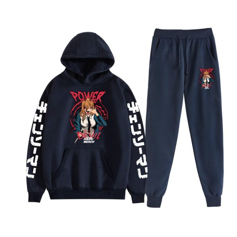 Chainsaw Man Couples Hoodie Sweatpants Set Long Sleeve Casual Outfit Men Women