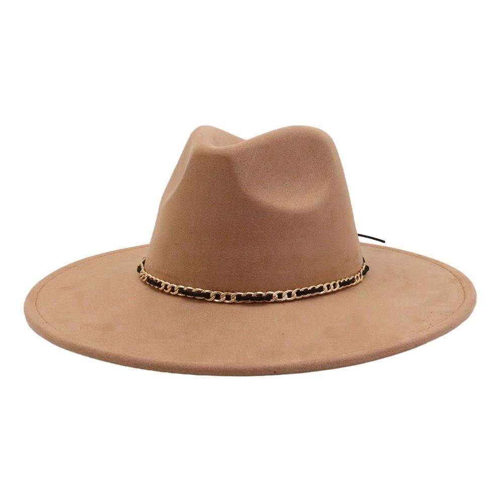 Comfortable Home Life Women's Black Vintage Classic Wide Brim Jazz Cap With Belt Leatherette Western Cowboy Hats Panama Top Hat Church Occasions