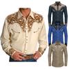 Heren Lente Herfst Overhemd Losse vintage etnische stijl Print Kleuraanpassing Lange mouw Revers Single-breasted Halflange Vest Heren Top
