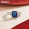 925 Sterling Silber Quadratischer Aquamarin Ring für Damen Mode Hochzeits Schmuck