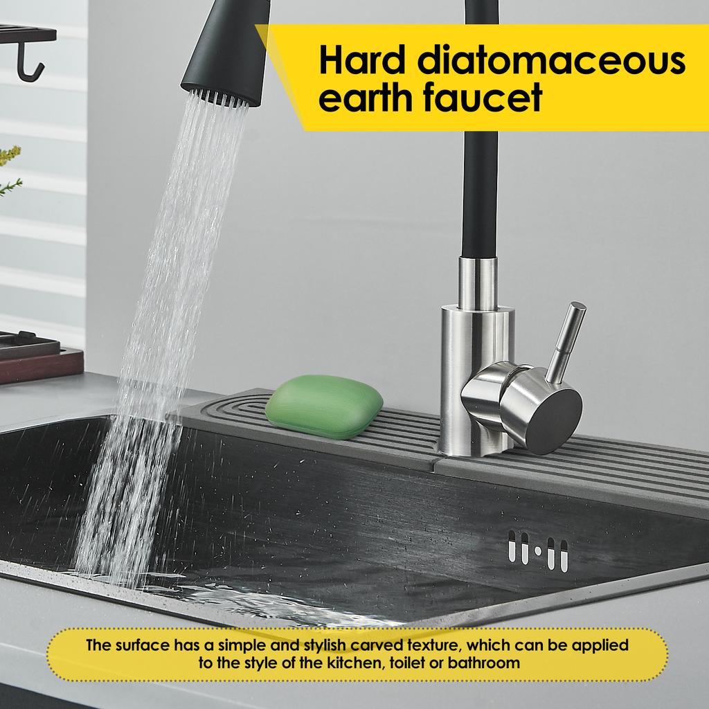 Kitchen Sink Faucet Mat Diatomite Sink Faucet Splash Guard Water Absorbent Stone Sink Tray Quick Drying Soap Sponge Sink Pad