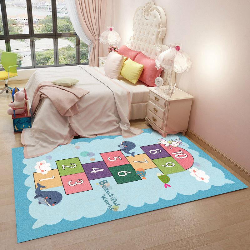 

Ковер с числовой сеткой для игры в классики, детский игровой коврик, ковер с мультяшными животными, развивающий интерактивный коврик, украшение детской спальни, домашний декор 120X160CM