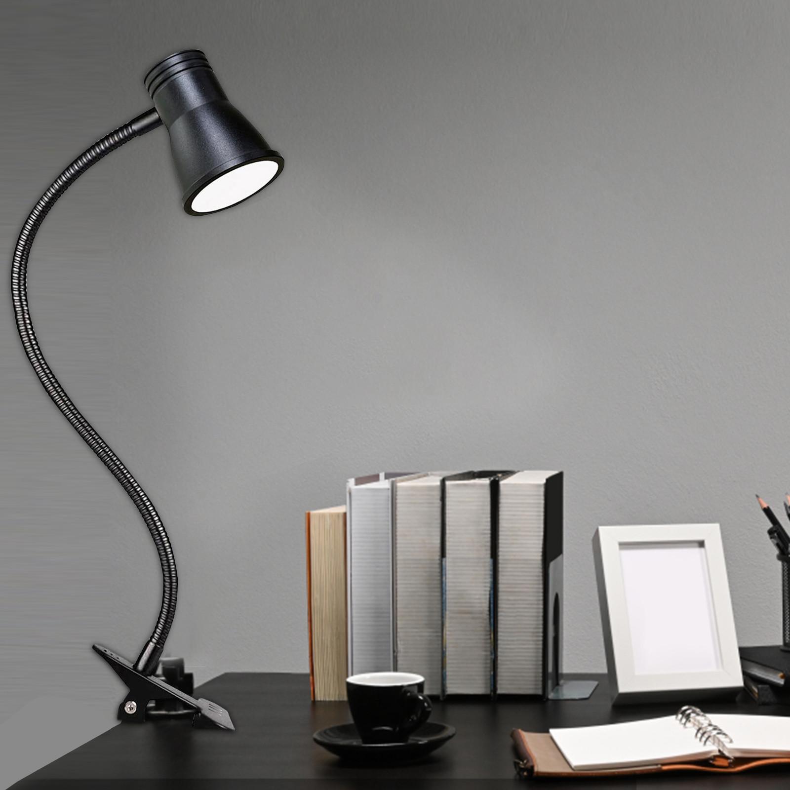 

USB Powered LED Clip On Desk Lamp Flexible Gooseneck Adjustable Brightness Reading Light for Home Office Study Workstation One Size чорний