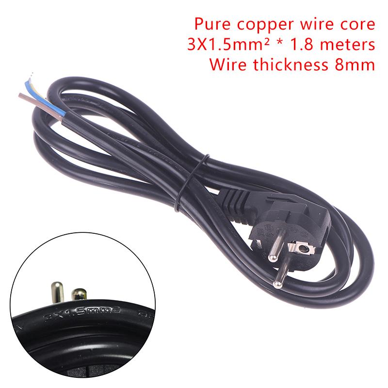 1 Stk. 16A Europäischer Standard Offenes Ende Halbfertiges Kabel 3-polig 0,75/0,5/1,0/1,5/2,5 Kupfer Stromkabel 1,5/1,8M EU-Stecker Stromkabel