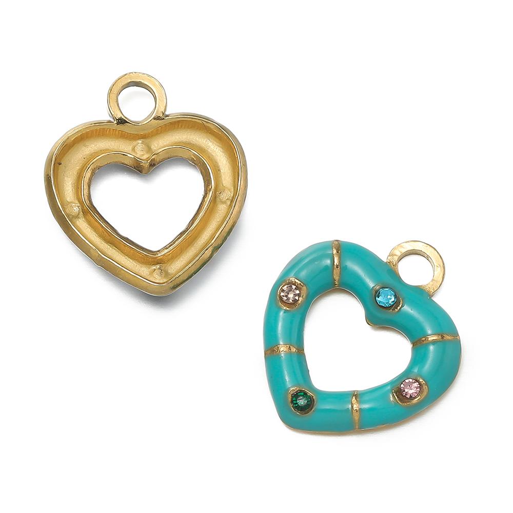 1 pièce/lot Pendentifs Triangle Ovale Cœur d'Amour Multicolores en Acier Inoxydable Pour Bracelet Collier DIY Accessoires de Bijoux
