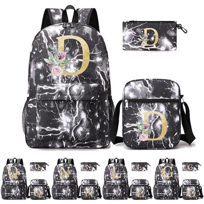 3Pcs Backpack 26 English Letters Cosplay Canvas for Boys and Girls Children Kids Schoolbag Travel Bag Back To School Bookbag