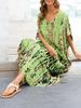 Kvinner Oversized Maxi Dress Tie Die trykt V-hals Beach Robe Cover Ups