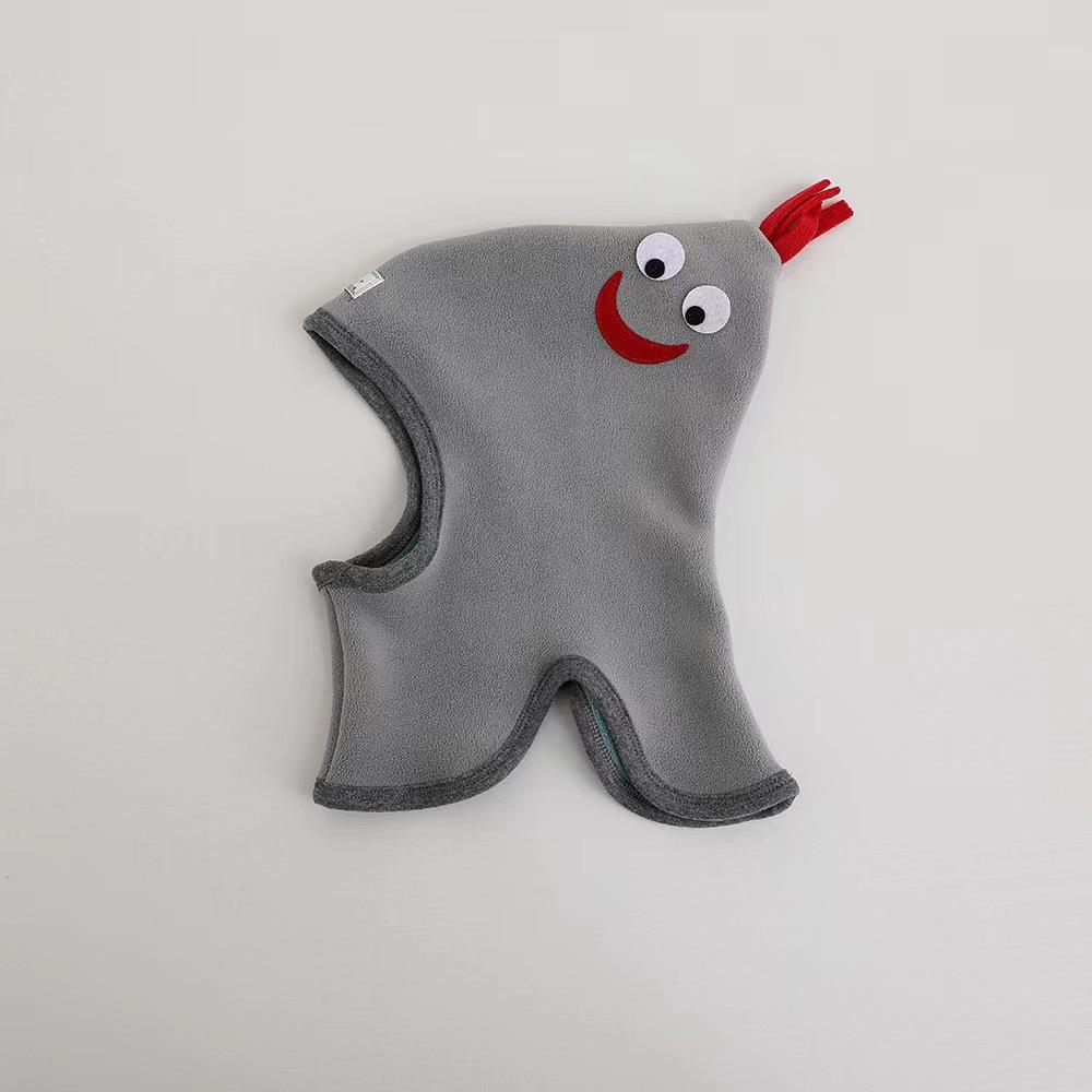 Niedliche Babymütze, Schal, einteilig, weiches Fleece, Herbst/Winter, Kinder-Beanie, warme Ohren, Nackenschutz, Cartoon-Kinderkappe