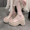 11CM Women Summer Wedge Sandals Transparent Bling Crystal Chunky Platform Slippers Shoes Woman Ultra-high Thick Bottom Sandalias