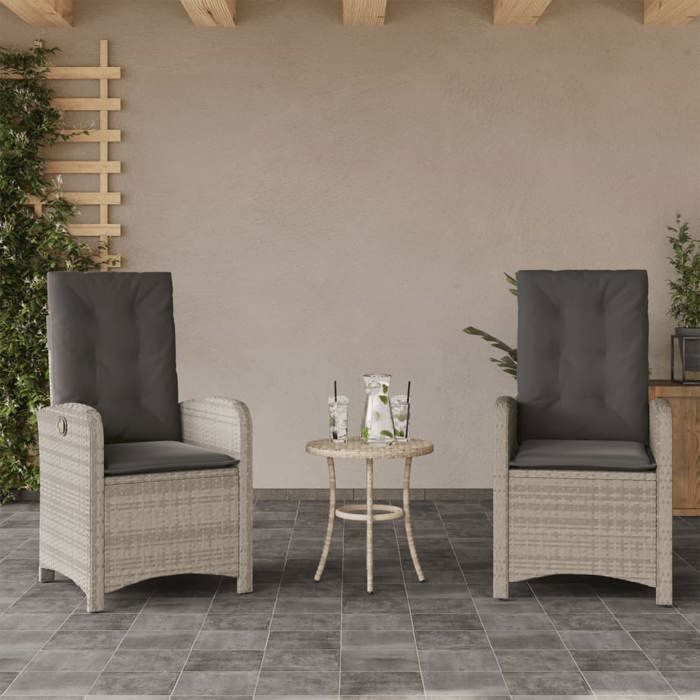 VidaXL Chaises inclinables jardin lot de 2 et coussins résine tressée 365174