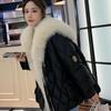 New imitation fox fur navy collar down cotton jacket wool cotton clothing women's medium and long autumn and winter clothing