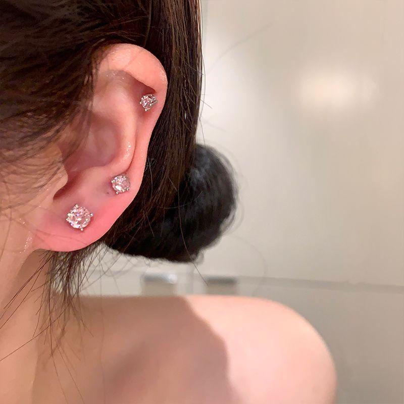 Ear-Caring Bi Medical Titanium Steel Flash Diamond Ear Bone Stud Small and Delicate Ear Stud Female Earrings Sleep No Need to Take off Earrings
