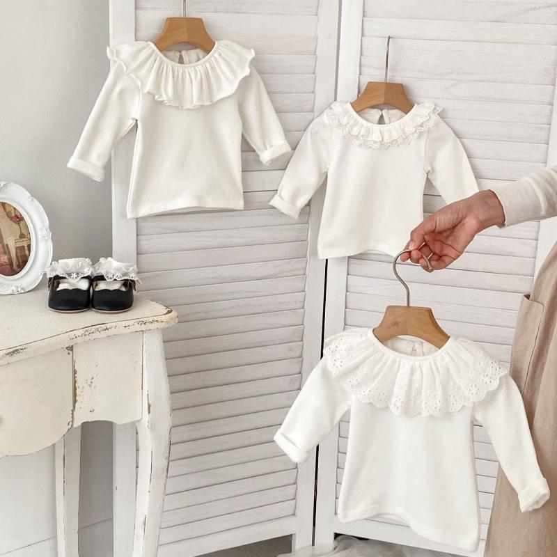 Kayoudou Girls' Ruffle Collar Long Sleeve Cotton Base Shirt