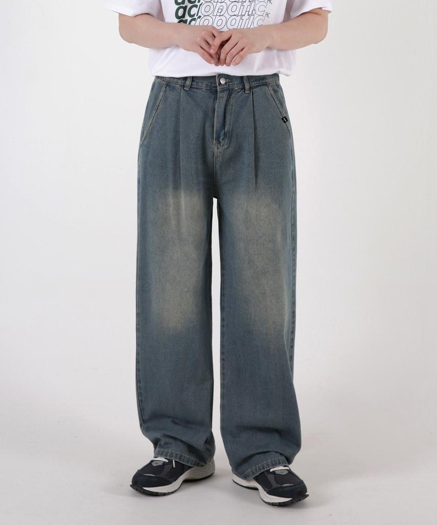 UMM One-Pleat Point Wide Half-Waist Denim Pants 4 Colors
