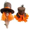 Peacock Feather Halloween Mask & Orange Wig Hat Combo