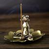 Vintage Brass Meditation Frog Statue Trinket Copper Animal Sculpture Incense Burner Home Desk Decoration Tea Pet Creative Gifts