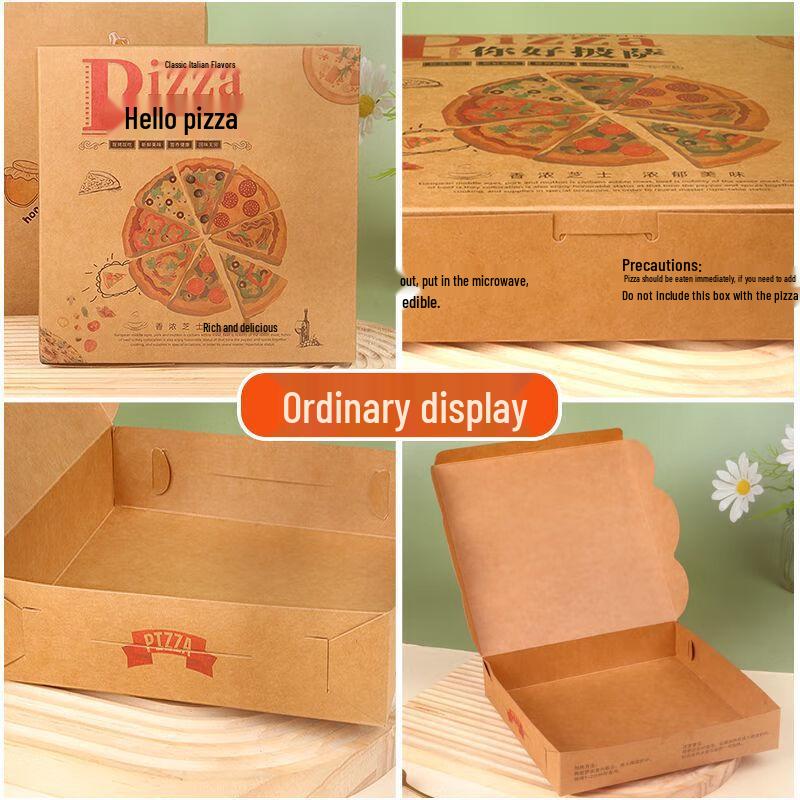 Kraft Paper Disposable Pizza Takeout Boxes