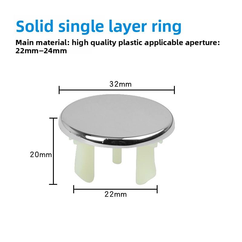 1pcs Dresser Sink Overflow Cover Ceramic Bathroom Container Kitchen Basin Decorative Round Insert Hole Silver ABS Plastic 30MM