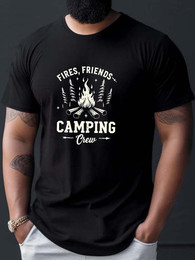 Plus Size Men's T-Shirt, Comfortable and Versatile, Casual and Relaxed, Summer Casual Round Neck Short Sleeve T-Shirt with Shark Wearing Fashion Glass