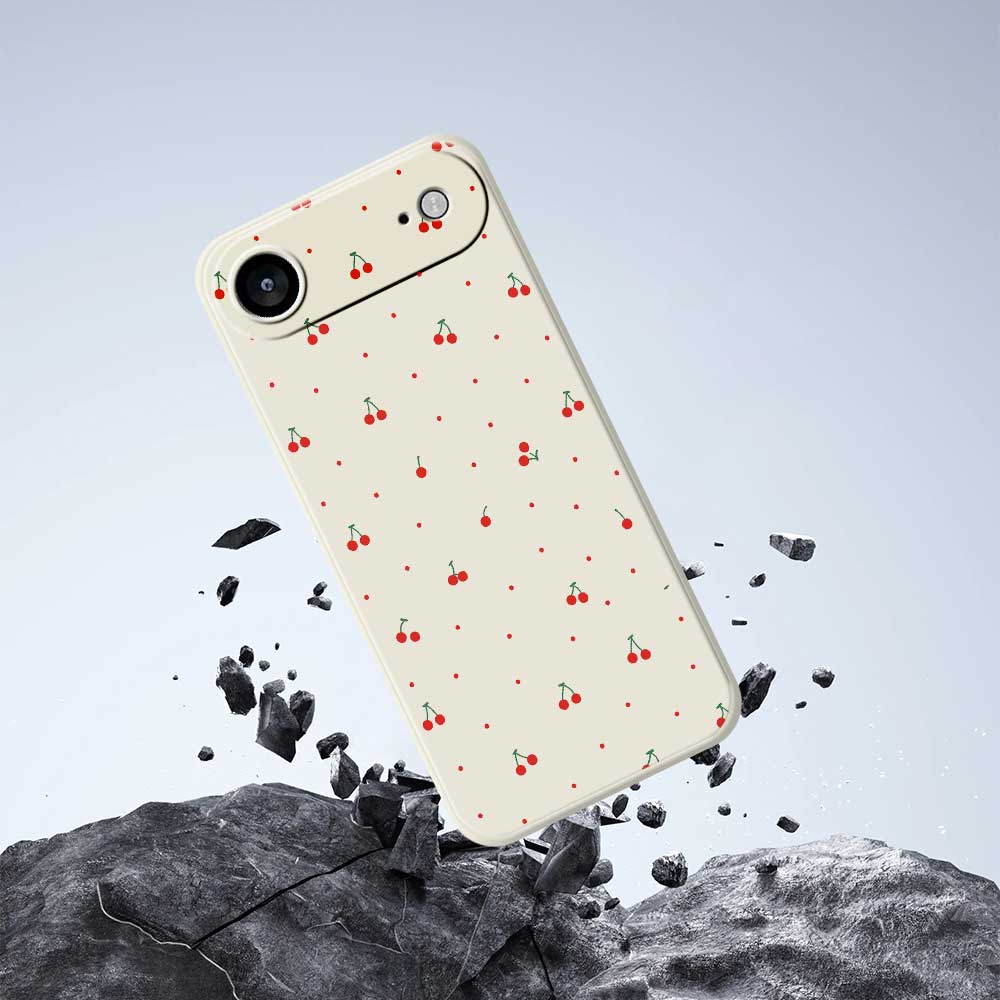 For iPhone 17 Air Case Red Cherry Pattern Printing Straight Edge TPU Phone Back Cover