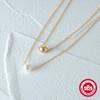 Adjustable 18K Gold Plated Sterling Layered Pearl Bead Pendant Necklace Women O-Link Chain Daily Fashion Jewelry