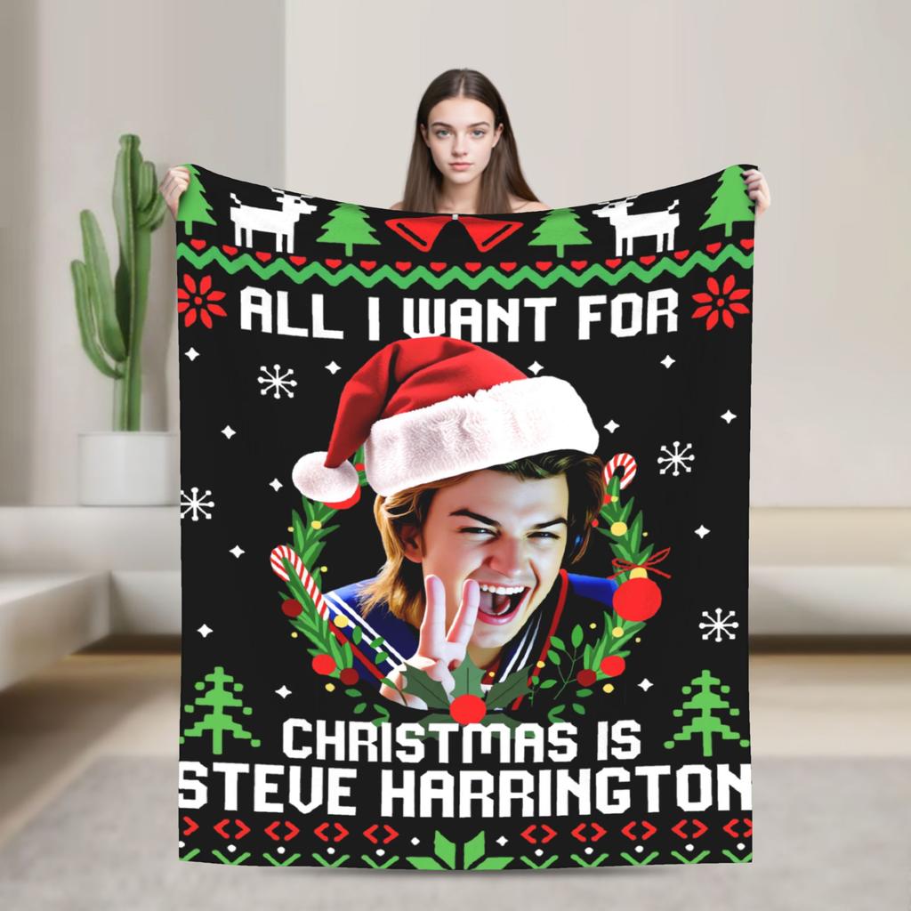 Steve Harrington Blanket Soft Warm Pattern Plush Throw Blanket For Kids Home Decor Flannel Bedspread Bed Cover