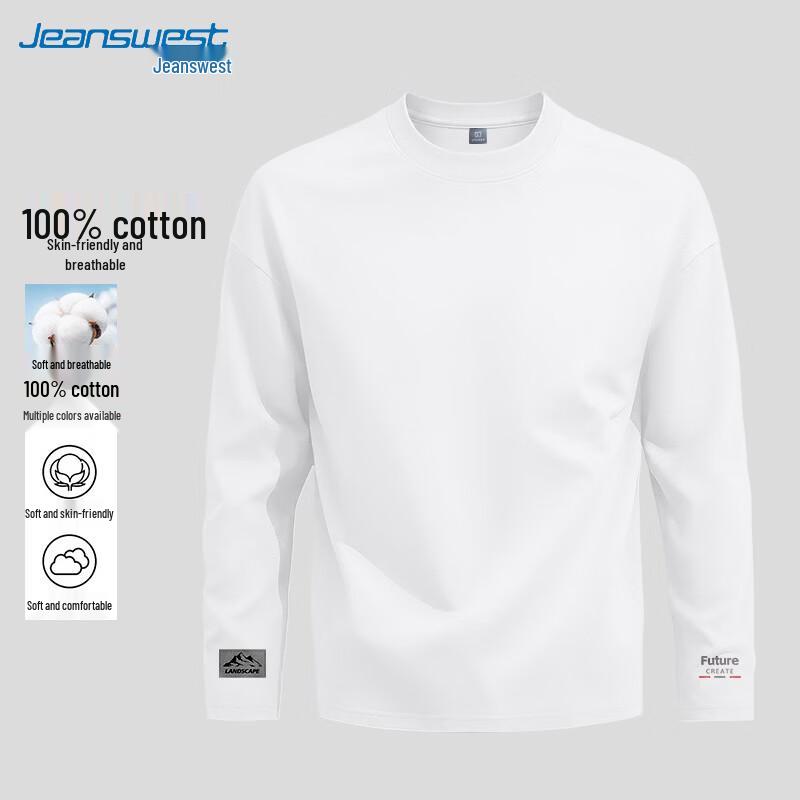 Jeanswest Men's Pure Cotton Long-Sleeve Casual T-Shirt