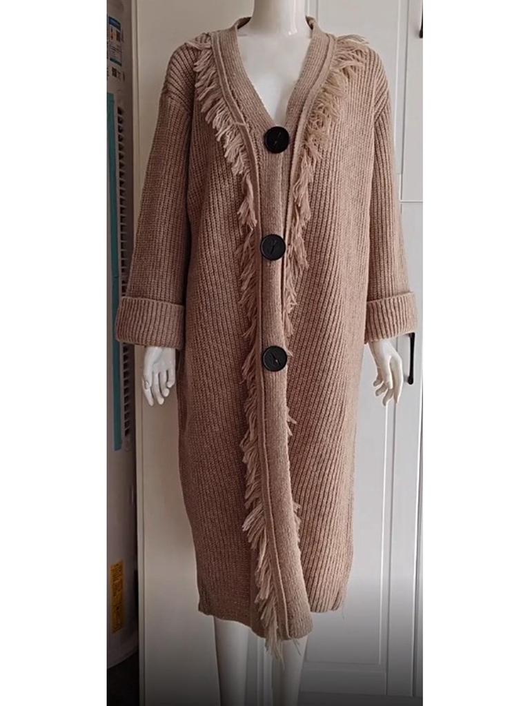 2025 Autumn/Winter European & American Women's Fashion Tassel Knit Cardigan Sweater